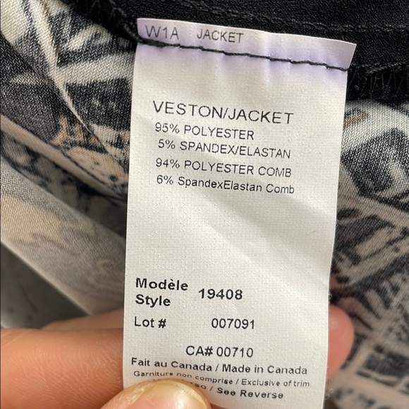 Joseph Ribkoff Top Black/Tan Jungle Print V Neck Cap Sleeve 2 Way Zipper Size 18 - Picture 11 of 12